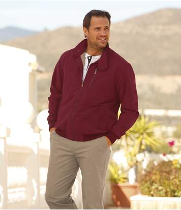 Atlas for Men Men's Lightweight Burgundy Bomber Jacket  - RED - Size: 4XL Atlas for Men Men's Lightweight Burgundy Bomber Jacket  - RED - Size: 4XL