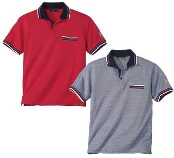 Atlas for Men Pack of 2 Men's West Coast Polo Shirts - Coral Blue  - CORAL - Size: S Atlas for Men Pack of 2 Men's West Coast Polo Shirts - Coral Blue  - CORAL - Size: S