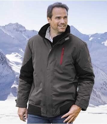 Atlas for Men Men's All-Terrain Water-Repellent Parka - Grey Black Red  - GREY - Size: 3XL Atlas for Men Men's All-Terrain Water-Repellent Parka - Grey Black Red  - GREY - Size: 3XL
