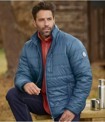 Atlas for Men Men's Blue Lightweight Puffer Jacket - Water-Repellent - Full Zip  - OCHRE - Size: M Atlas for Men Men's Blue Lightweight Puffer Jacket - Water-Repellent - Full Zip  - OCHRE - Size: M