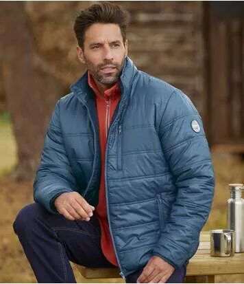 Atlas for Men Men's Blue Lightweight Puffer Jacket - Water-Repellent - Full Zip  - OCHRE - Size: 3XL