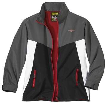 Atlas for Men Men's Sporty Full Zip Windbreaker - Water-Repellent - Foldaway Hood - Grey White Black  - GREY - Size: 3XL Atlas for Men Men's Sporty Full Zip Windbreaker - Water-Repellent - Foldaway Hood - Grey White Black  - GREY - Size: 3XL