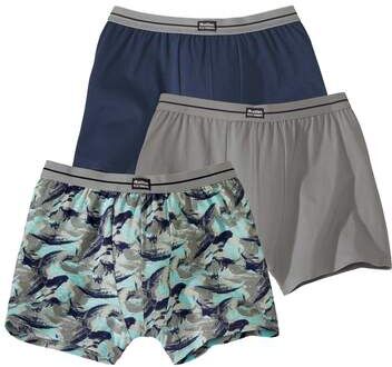 Atlas for Men Pack of 3 Men's Stretch Boxers - Navy Grey Blue  - PATTERNED - Size: S Atlas for Men Pack of 3 Men's Stretch Boxers - Navy Grey Blue  - PATTERNED - Size: S