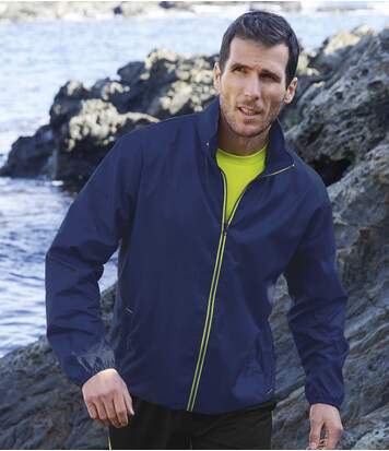 Atlas for Men Men's Full Zip Blue Water-Repellent Windbreaker  - BLUE - Size: XXL