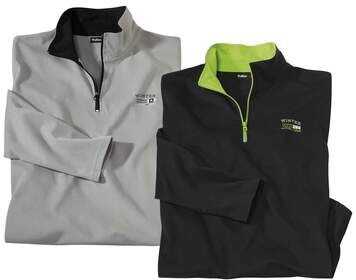 Atlas for Men Pack of 2 Men's Grey&Black Jumpers - Half Zip  - GREY - Size: M Atlas for Men Pack of 2 Men's Grey&Black Jumpers - Half Zip  - GREY - Size: M