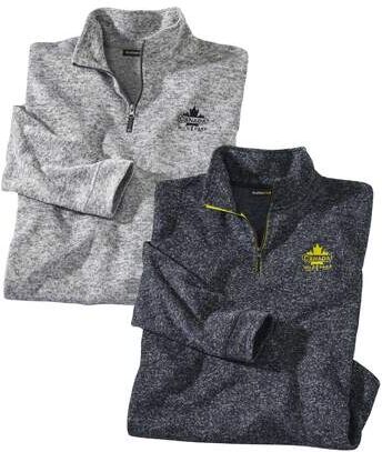 Atlas for Men Men's Pack of 2 Half Zip Sweaters - Grey Blue  - GREY - Size: S Atlas for Men Men's Pack of 2 Half Zip Sweaters - Grey Blue  - GREY - Size: S
