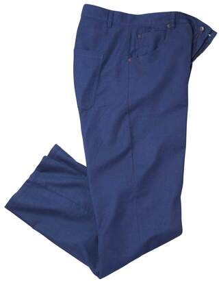 Atlas for Men Men's Blue Cotton/Linen Stretch Trousers  - BLUE - Size: W48 Atlas for Men Men's Blue Cotton/Linen Stretch Trousers  - BLUE - Size: W48