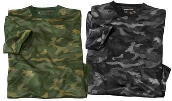 Atlas for Men Pack of 2 Men's Camouflage T-Shirts - Green Black  - CAMOUFLAGE - Size: L Atlas for Men Pack of 2 Men's Camouflage T-Shirts - Green Black  - CAMOUFLAGE - Size: L