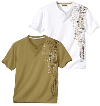 Atlas for Men Pack of 2 Men's Maori Spirit T-Shirts - White Camel  - WHITE - Size: S Atlas for Men Pack of 2 Men's Maori Spirit T-Shirts - White Camel  - WHITE - Size: S