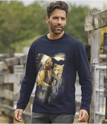 Atlas for Men Men's Navy Cougar Print Top  - PATTERNED - Size: L Atlas for Men Men's Navy Cougar Print Top  - PATTERNED - Size: L
