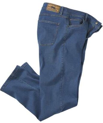 Atlas for Men Men's Dark Blue Stretch Jeans  - BLUE - Size: W48 Atlas for Men Men's Dark Blue Stretch Jeans  - BLUE - Size: W48