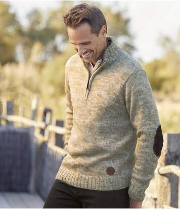 Atlas for Men Men's Mottled Beige Jumper  - ECRU - Size: 4XL Atlas for Men Men's Mottled Beige Jumper  - ECRU - Size: 4XL