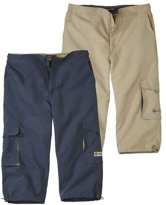 Atlas for Men Pack of 2 Men's Cropped Cargo Trousers - Navy Beige  - BEIGE - Size: XL Atlas for Men Pack of 2 Men's Cropped Cargo Trousers - Navy Beige  - BEIGE - Size: XL