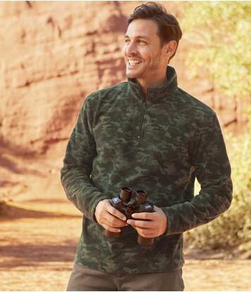 Atlas for Men Men's Half Zip Camouflage Fleece Jumper  - CAMOUFLAGE - Size: 3XL Atlas for Men Men's Half Zip Camouflage Fleece Jumper  - CAMOUFLAGE - Size: 3XL