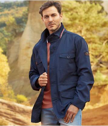 Atlas for Men Men's Navy Safari Jacket - Full Zip  - BLUE - Size: 3XL Atlas for Men Men's Navy Safari Jacket - Full Zip  - BLUE - Size: 3XL