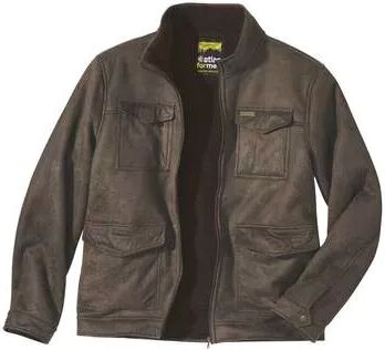 Atlas for Men Men's Brown Sherpa-Lined Faux Suede Jacket - Full Zip  - BROWN - Size: 4XL Atlas for Men Men's Brown Sherpa-Lined Faux Suede Jacket - Full Zip  - BROWN - Size: 4XL