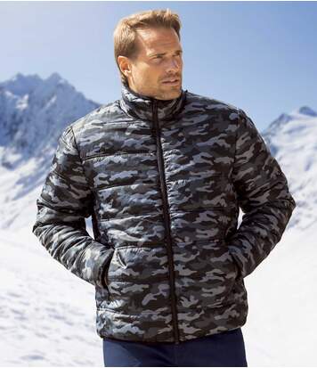 Atlas for Men Men's Black&Grey Camouflage Puffer Jacket - Full Zip  - CAMOUFLAGE - Size: XXL Atlas for Men Men's Black&Grey Camouflage Puffer Jacket - Full Zip  - CAMOUFLAGE - Size: XXL