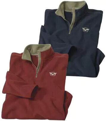 Atlas for Men Pack of 2 Men's Eagle Fleece Jumpers - Blue Terracotta  - TERRACOTTA - Size: 3XL