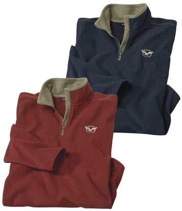 Atlas for Men Pack of 2 Men's Eagle Fleece Jumpers - Blue Terracotta  - TERRACOTTA - Size: L Atlas for Men Pack of 2 Men's Eagle Fleece Jumpers - Blue Terracotta  - TERRACOTTA - Size: L