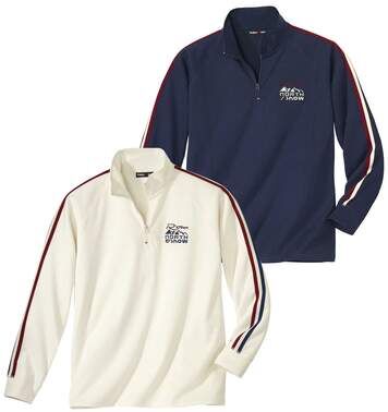 Atlas for Men Pack of 2 Men's Half Zip Jumpers - Navy Off-White  - NAVY BLUE - Size: XL Atlas for Men Pack of 2 Men's Half Zip Jumpers - Navy Off-White  - NAVY BLUE - Size: XL