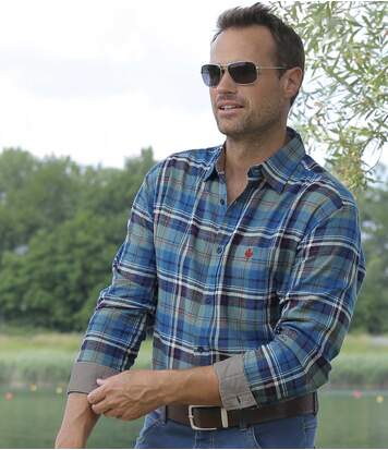 Atlas for Men Men’s Blue Checked Flannel Shirt  - CHECKED - Size: 3XL Atlas for Men Men’s Blue Checked Flannel Shirt  - CHECKED - Size: 3XL