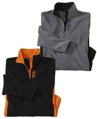Atlas for Men Pack of 2 Men's Microfleece Sport Pullovers  - GREY - Size: S Atlas for Men Pack of 2 Men's Microfleece Sport Pullovers  - GREY - Size: S