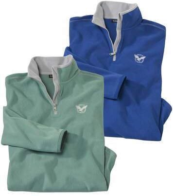 Atlas for Men Pack of 2 Men's Half Zip Microfleece Jumpers  - BLUE - Size: XL Atlas for Men Pack of 2 Men's Half Zip Microfleece Jumpers  - BLUE - Size: XL