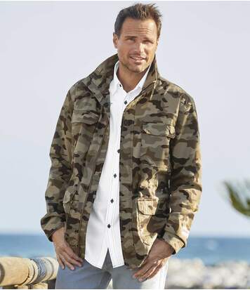 Atlas for Men Men's Full Zip Camouflage Safari Jacket - Khaki  - CAMOUFLAGE - Size: 3XL Atlas for Men Men's Full Zip Camouflage Safari Jacket - Khaki  - CAMOUFLAGE - Size: 3XL