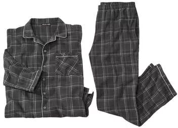 Atlas for Men Men's Grey Checked Flannel Pyjamas  - CHECKED - Size: XXL