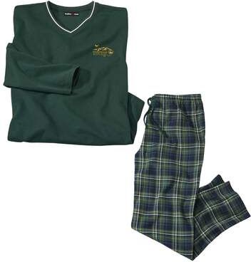 Atlas for Men Men's Green Tartan-Style Pyjamas - Long-Sleeved  - GREEN - Size: S Atlas for Men Men's Green Tartan-Style Pyjamas - Long-Sleeved  - GREEN - Size: S