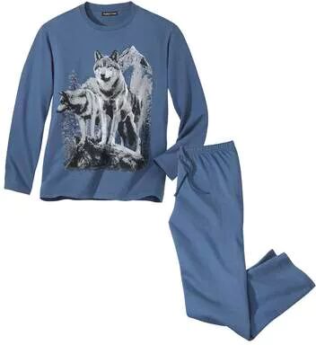 Atlas for Men Men's Wolf Print Pyjamas  - BLUE - Size: 3XL Atlas for Men Men's Wolf Print Pyjamas  - BLUE - Size: 3XL