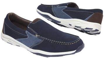 Atlas for Men Men's Elasticated Moccasins - Blue Brown - Split Leather  - NAVY BLUE - Size: 11 Atlas for Men Men's Elasticated Moccasins - Blue Brown - Split Leather  - NAVY BLUE - Size: 11