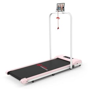 HomeFitnessCode 2 in 1 Folding Treadmill Under Desk Electric Treadmill 1-10KM/H Walking Jogging Machine for Home Office Pink