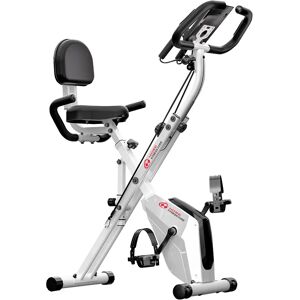 HomeFitnessCode Space Saving Foldable Exercise Bike Upright Recumbent Fitness Bike with Resistance Bands White