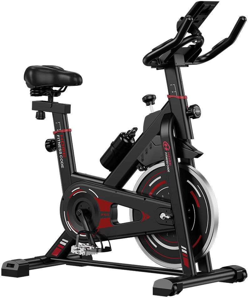 HomeFitnessCode Stationary Exercise Bike with LCD Monitor, Adjustable Resistance Indoor Cycling Bike 8KG Flywheel