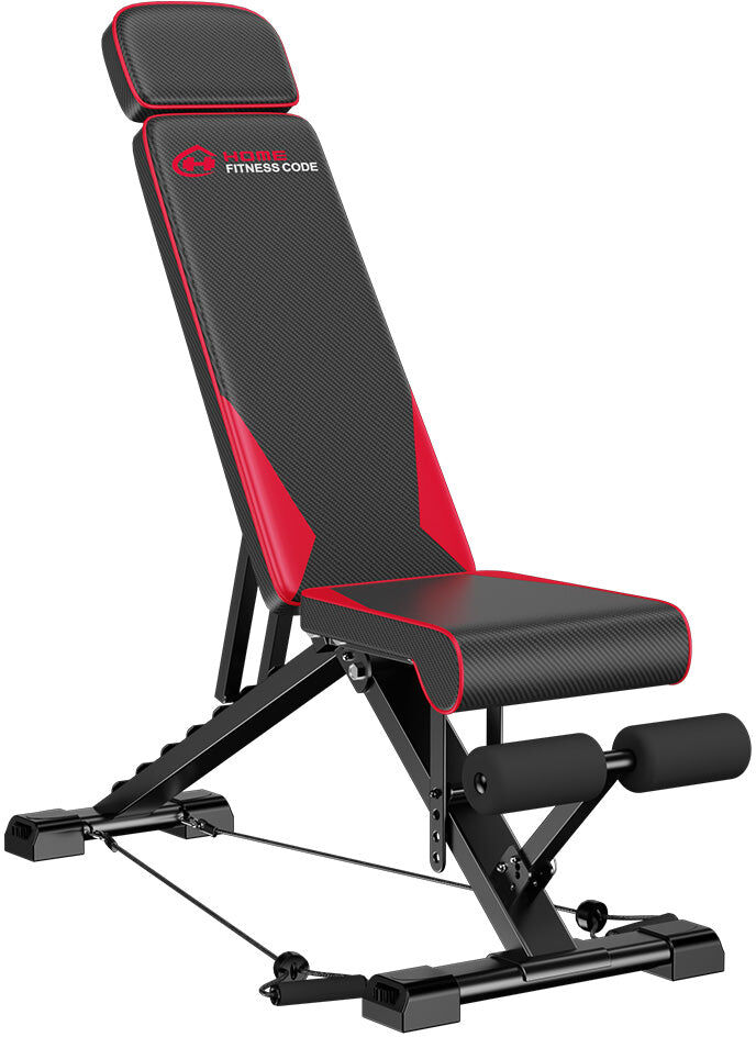 HomeFitnessCode Adjustable Workout Weight Bench Folding Exercise Bench 8 Backrest Adjustment for Full Body Exercise with Resistance Bands
