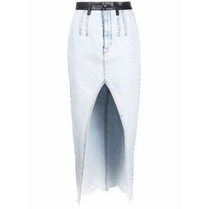 Alexander Wang leather-trim high-split denim skirt - Blue  - Size: regular - Female