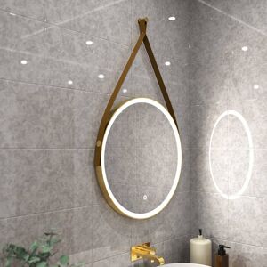 Simple Lighting Gleam Hanging LED Bathroom Mirror - 600mm - Brushed Titanium Gold Simple Lighting Gleam Hanging LED Bathroom Mirror - 600mm - Brushed Titanium Gold