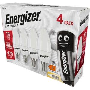 Energizer 4 x LED Candle Bulbs, E14, 4.9w - Warm White 3000K Energizer 4 x LED Candle Bulbs, E14, 4.9w - Warm White 3000K
