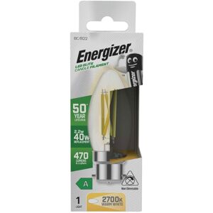 Energizer Candle 2.2w LED Bulb, Filament B22, A Rated - 2700K Warm White Energizer Candle 2.2w LED Bulb, Filament B22, A Rated - 2700K Warm White