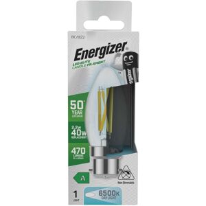 Energizer 2.2W B22 LED Candle Bulb – Filament, Cool White 6500K, A Rated Design Energizer 2.2W B22 LED Candle Bulb – Filament, Cool White 6500K, A Rated Design