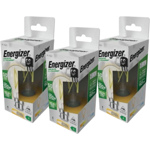 Pack of 3 Energizer 7.2W B22 GLS LED Bulbs – Warm White 2700K, A Rated Filament Pack of 3 Energizer 7.2W B22 GLS LED Bulbs – Warm White 2700K, A Rated Filament