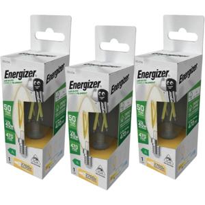 Pack of 3 Energizer 2.2W E14 LED Candle Bulbs – Filament, Warm White 2700K, A Rated Pack of 3 Energizer 2.2W E14 LED Candle Bulbs – Filament, Warm White 2700K, A Rated
