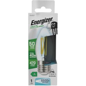 Energizer 2.2W E27 LED Candle Bulb – Filament, Cool White 6500K, A Rated Design Energizer 2.2W E27 LED Candle Bulb – Filament, Cool White 6500K, A Rated Design