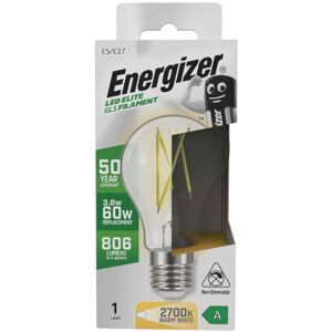 Energizer 3.8w, E27 LED Bulb, A Rated, Screw Filament Style - Warm White 2700K Energizer 3.8w, E27 LED Bulb, A Rated, Screw Filament Style - Warm White 2700K