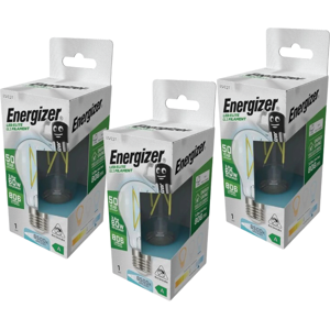 3 X Energizer, 3.8w E27 LED Bulb, A Rated, Screw Filament, 6500K 3 X Energizer, 3.8w E27 LED Bulb, A Rated, Screw Filament, 6500K