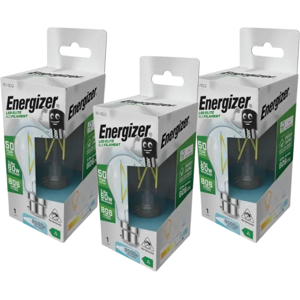 3 X Energizer, 3.8w LED Bulb, A Rated, B22 GLS Filament - 6500K Cool White 3 X Energizer, 3.8w LED Bulb, A Rated, B22 GLS Filament - 6500K Cool White