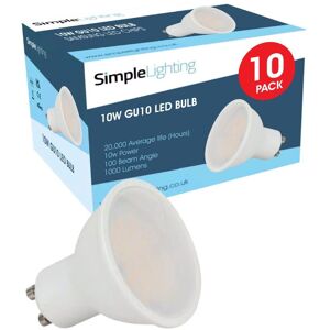 Simple Lighting Pack of 10 GU10 10w LED Bulbs - Cool, Natural or Warm White Light Simple Lighting Pack of 10 GU10 10w LED Bulbs - Cool, Natural or Warm White Light