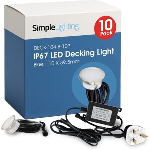 Simple Lighting 10 Pack - 39.5mm IP67 LED Decking Lights - Blue Simple Lighting 10 Pack - 39.5mm IP67 LED Decking Lights - Blue
