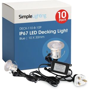 Simple Lighting 10 x 30mm IP67 Blue LED Decking Lights Kit With LED Driver Simple Lighting 10 x 30mm IP67 Blue LED Decking Lights Kit With LED Driver